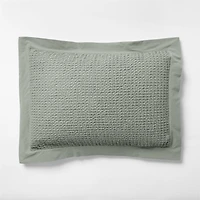 Organic Cotton Waffle Shadow Sage Green King Bed Pillow Sham