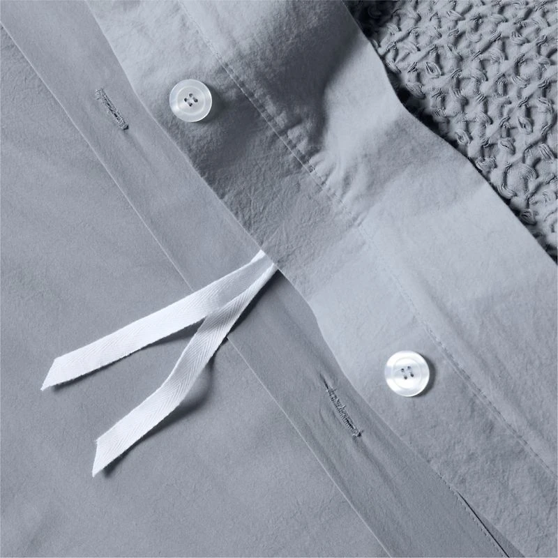 Organic Cotton Waffle Smoke Blue Full/Queen Duvet Cover