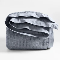Organic Cotton Waffle Smoke Blue Full/Queen Duvet Cover