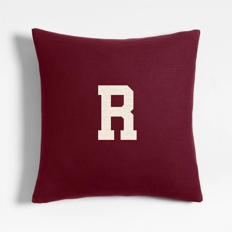 Organic Cotton Monogrammable 20"x20" Cider Burgundy Throw Pillow Cover