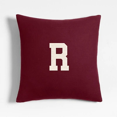 Organic Cotton Monogrammable 20"x20" Cider Burgundy Throw Pillow Cover