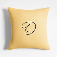 Organic Cotton Monogrammable 20"x20" Lemon Sorbet Yellow Throw Pillow Cover