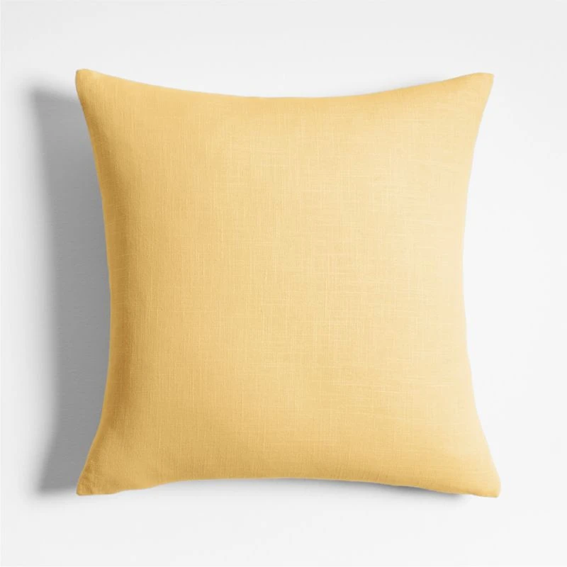 Organic Cotton Monogrammable 20"x20" Lemon Sorbet Yellow Throw Pillow Cover