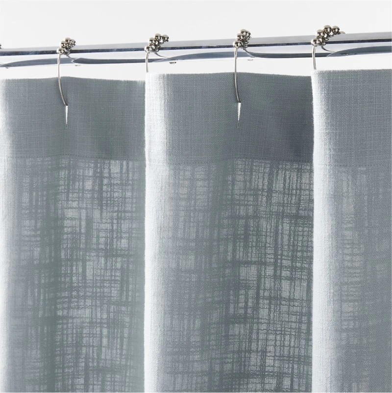 Organic Cotton Mist Blue Merrow Stitch Shower Curtain