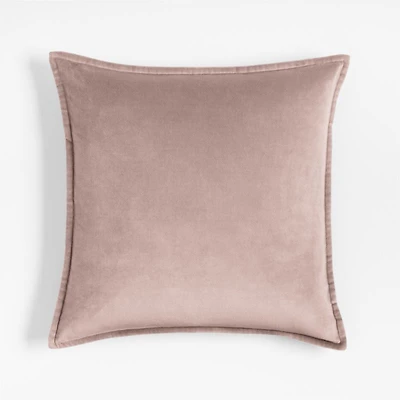 Organic Cotton Velvet 20"x20" Moody Mauve Throw Pillow with Down-Alternative Insert