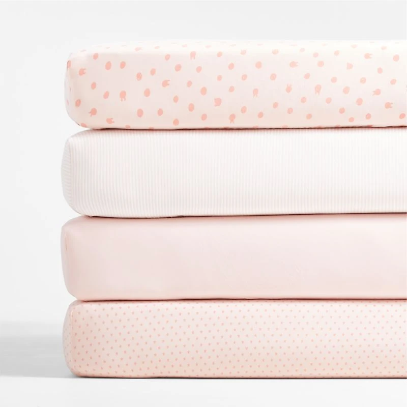 Baby's First Pink Organic Cotton Jersey Baby Crib Fitted Sheet