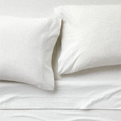 Cozysoft Organic Cotton Jersey Heathered Ivory King Bed Sheet Set