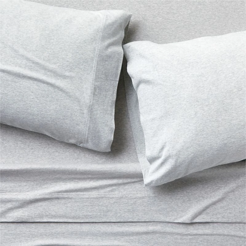 Cozysoft Organic Cotton Jersey Light Grey Twin/Twin XL Bed Sheet Set
