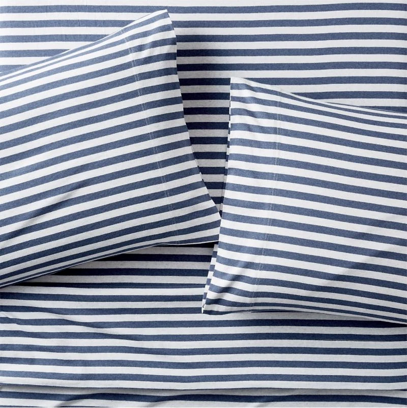 Comfy Tee Navy Blue Stripe Organic Cotton Jersey Kids Twin Sheet Set