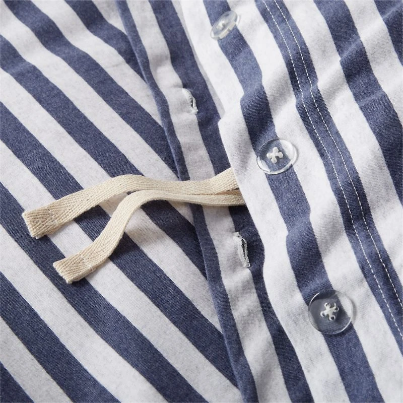 Comfy Tee Navy Blue Stripe Organic Cotton Jersey Kids Twin Duvet Cover