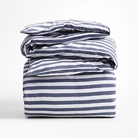 Comfy Tee Navy Blue Stripe Organic Cotton Jersey Kids Twin Duvet Cover