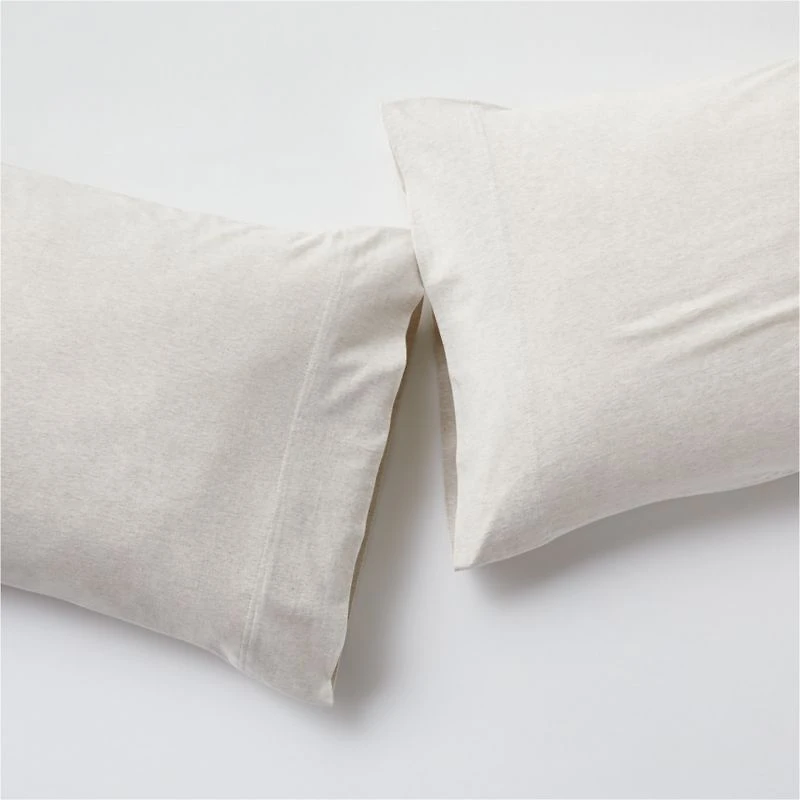 Cozysoft Organic Cotton Jersey Oatmeal Brown Standard Pillowcases, Set of 2