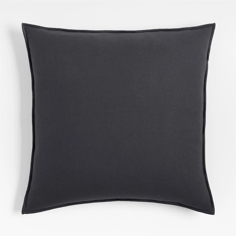 Organic Cotton Merrow Stitch 23"x23" Midnight Navy Throw Pillow with Down-Alternative Insert