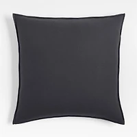 Organic Cotton Merrow Stitch 23"x23" Midnight Navy Throw Pillow with Down-Alternative Insert
