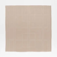 Organic Cotton Sateen Embroidered Taupe and Bright White Shower Curtain