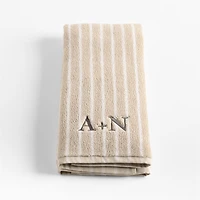 Organic Turkish Cotton Sand Beige and Crisp White Stripe Hand Towel