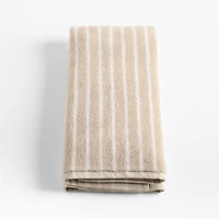 Organic Turkish Cotton Sand Beige and Crisp White Stripe Hand Towel