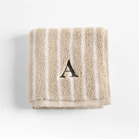 Organic Turkish Cotton Sand Beige and Crisp White Stripe Washcloth