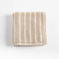 Organic Turkish Cotton Sand Beige and Crisp White Stripe Washcloth