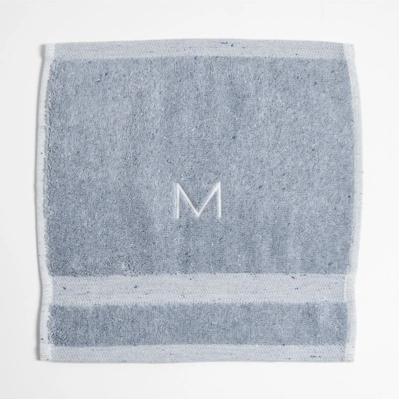 Organic Turkish Cotton Fleck Smoke Blue Washcloth
