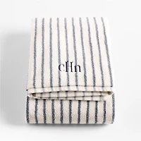 Organic Turkish Cotton Pampas Ivory and Evening Blue Stripe Bath Towel