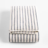 Organic Turkish Cotton Pampas Ivory and Evening Blue Stripe Bath Towel