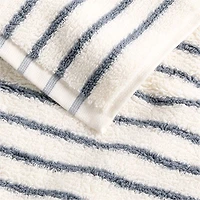 Organic Turkish Cotton Pampas Ivory and Evening Blue Striped Washcloth