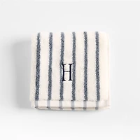 Organic Turkish Cotton Pampas Ivory and Evening Blue Striped Washcloth