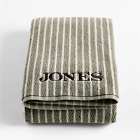 Organic Turkish Cotton Shadow Sage and Pampas Ivory Stripe Bath Sheet