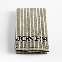 Organic Turkish Cotton Shadow Sage and Pampas Ivory Stripe Hand Towel
