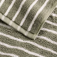 Organic Turkish Cotton Shadow Sage and Pampas Ivory Stripe Washcloth