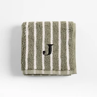 Organic Turkish Cotton Shadow Sage and Pampas Ivory Stripe Washcloth