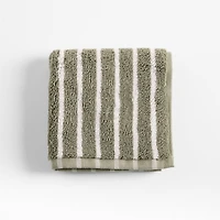Organic Turkish Cotton Shadow Sage and Pampas Ivory Stripe Washcloth