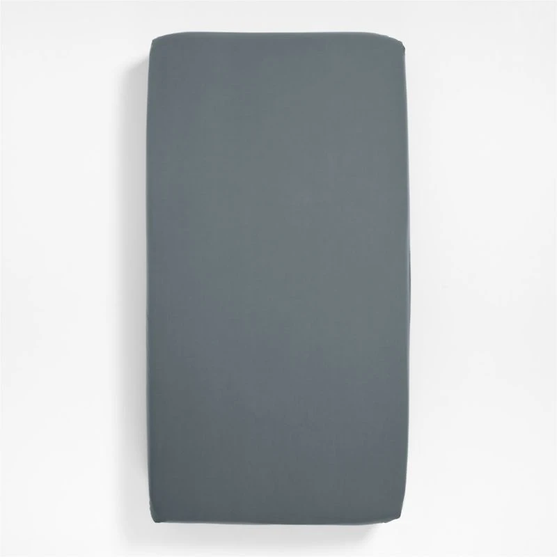 Cozy Cloud Slate Blue Washed Organic Cotton Baby Crib Fitted Sheet