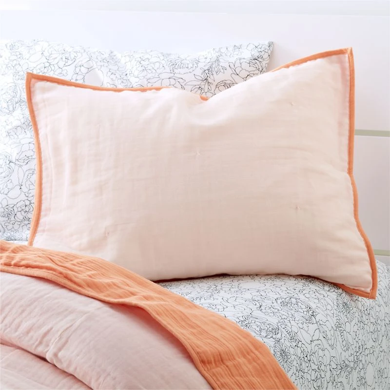 Kids Organic Reversible Cotton Gauze Pink Pillow Sham