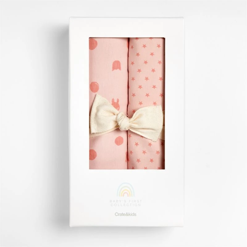 Baby's First s/2 pink Organic jersey Baby Swaddle Blankets