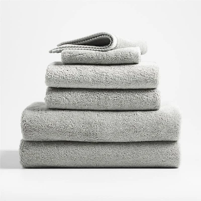 Quick-Dry Organic Cotton Ash Grey Bath Towels, Set of 6