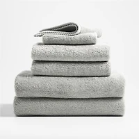 Quick-Dry Organic Cotton Ash Grey Bath Towels, Set of 6