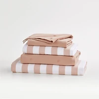 Pink Striped Organic Turkish Kids Hooded Towel with Tassels