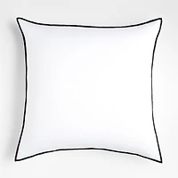 White 23" Merrow Stitch Organic Cotton Pillow with Down-Alternative Insert