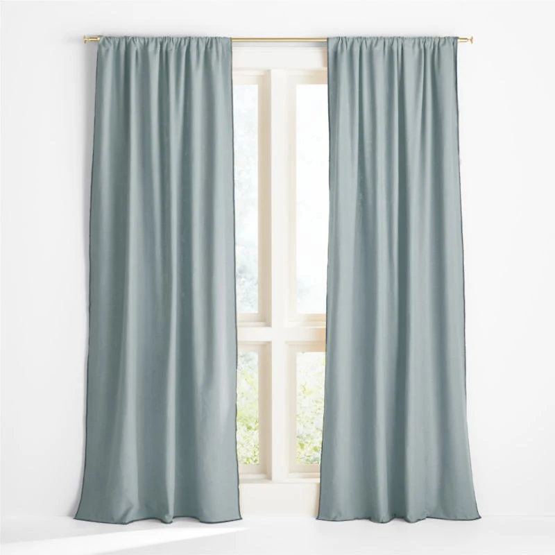 Ori Blue Cotton Window Curtain Panel 44"x63"