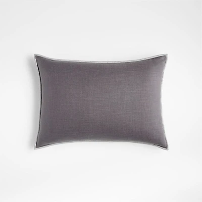 Grey 22"x15" Merrow Stitch Cotton Throw Pillow Cover