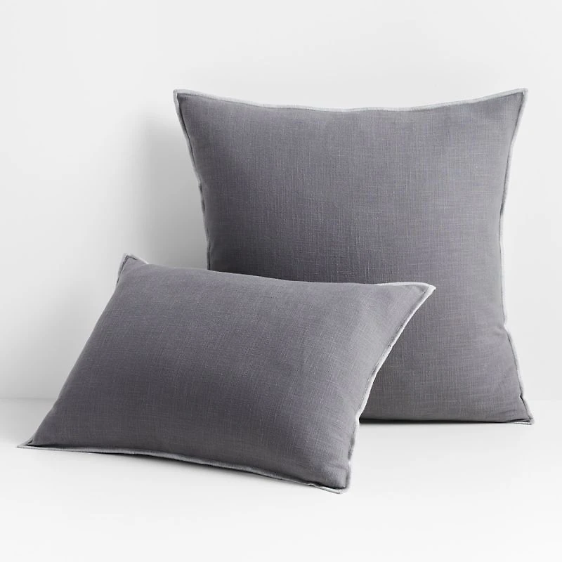 Grey 22"x15" Merrow Stitch Cotton Throw Pillow Cover