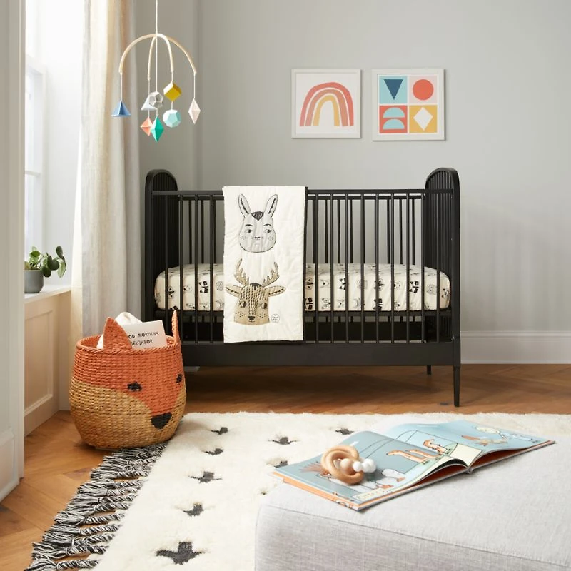 Larkin Black Metal Convertible Baby Crib