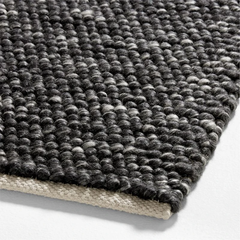 Orly Wool Blend Handwoven Black Area Rug 6'x9'