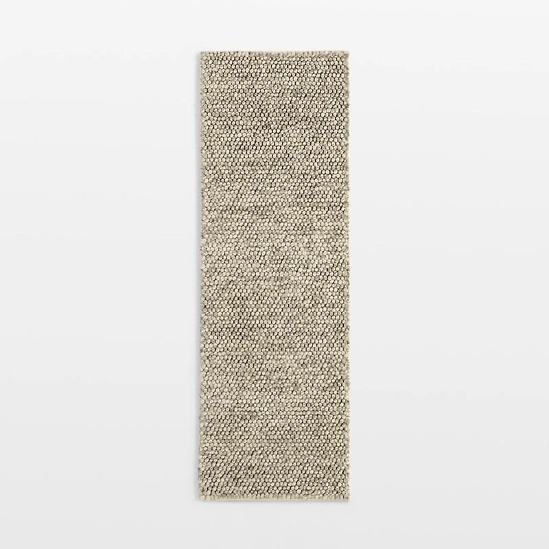 Orly Wool Blend Handwoven Cream and Grey Runner Rug 2'10"x9'