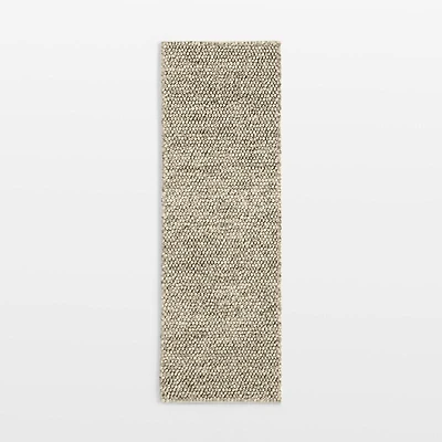 Orly Wool Blend Handwoven Cream and Grey Runner Rug 2'10"x9'