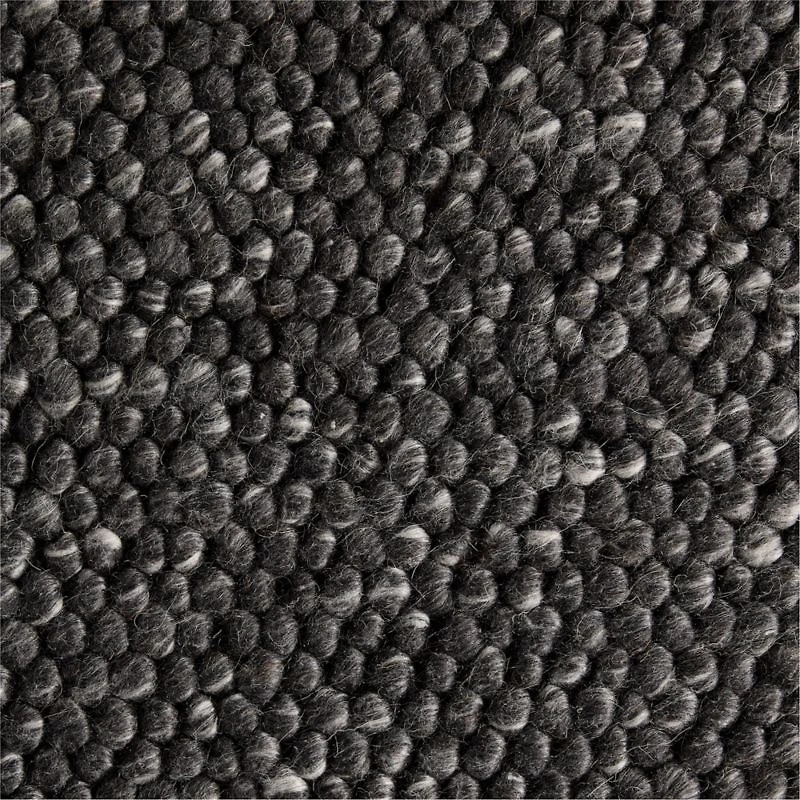 Orly Wool Blend Handwoven Black Rug Swatch 12"x18"