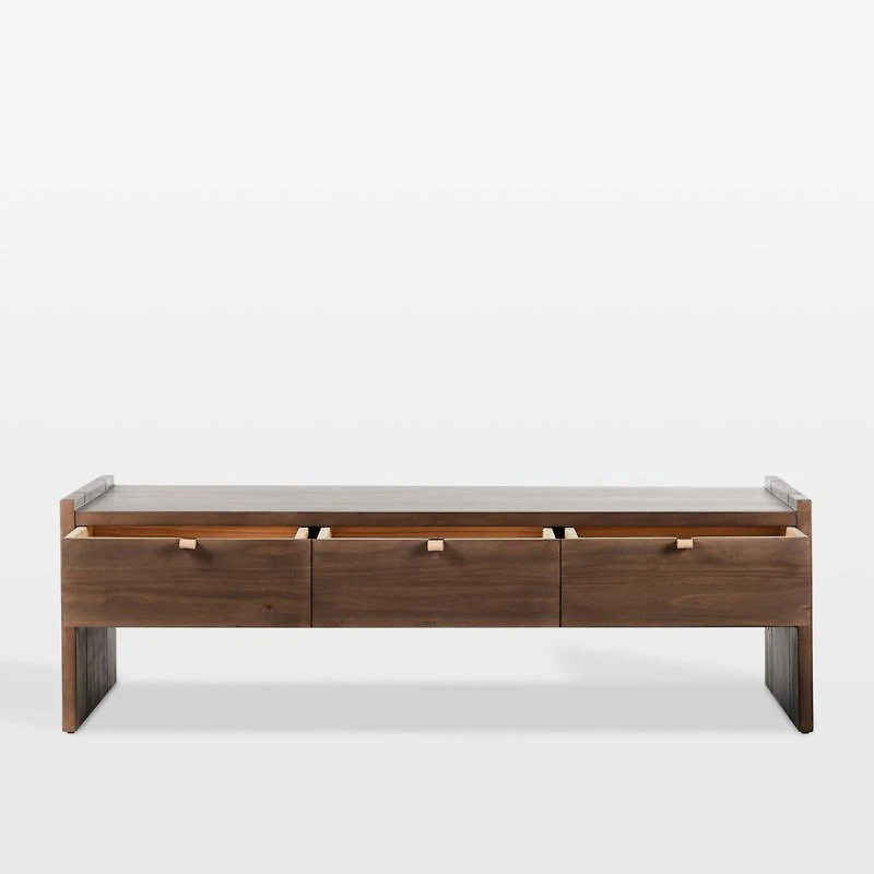 Oscar Brown Pine Wood 52" Rectangular Storage Coffee Table