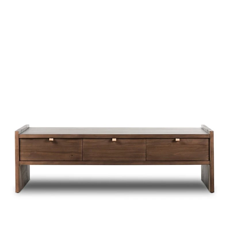 Oscar Brown Pine Wood 52" Rectangular Storage Coffee Table
